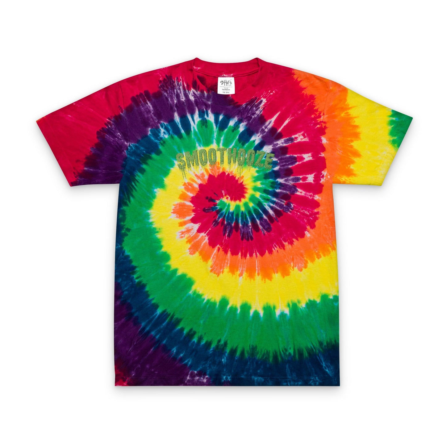 Tie-Dye Spiral T-Shirt — Embroidered "Good Vibes" Oversized Tee