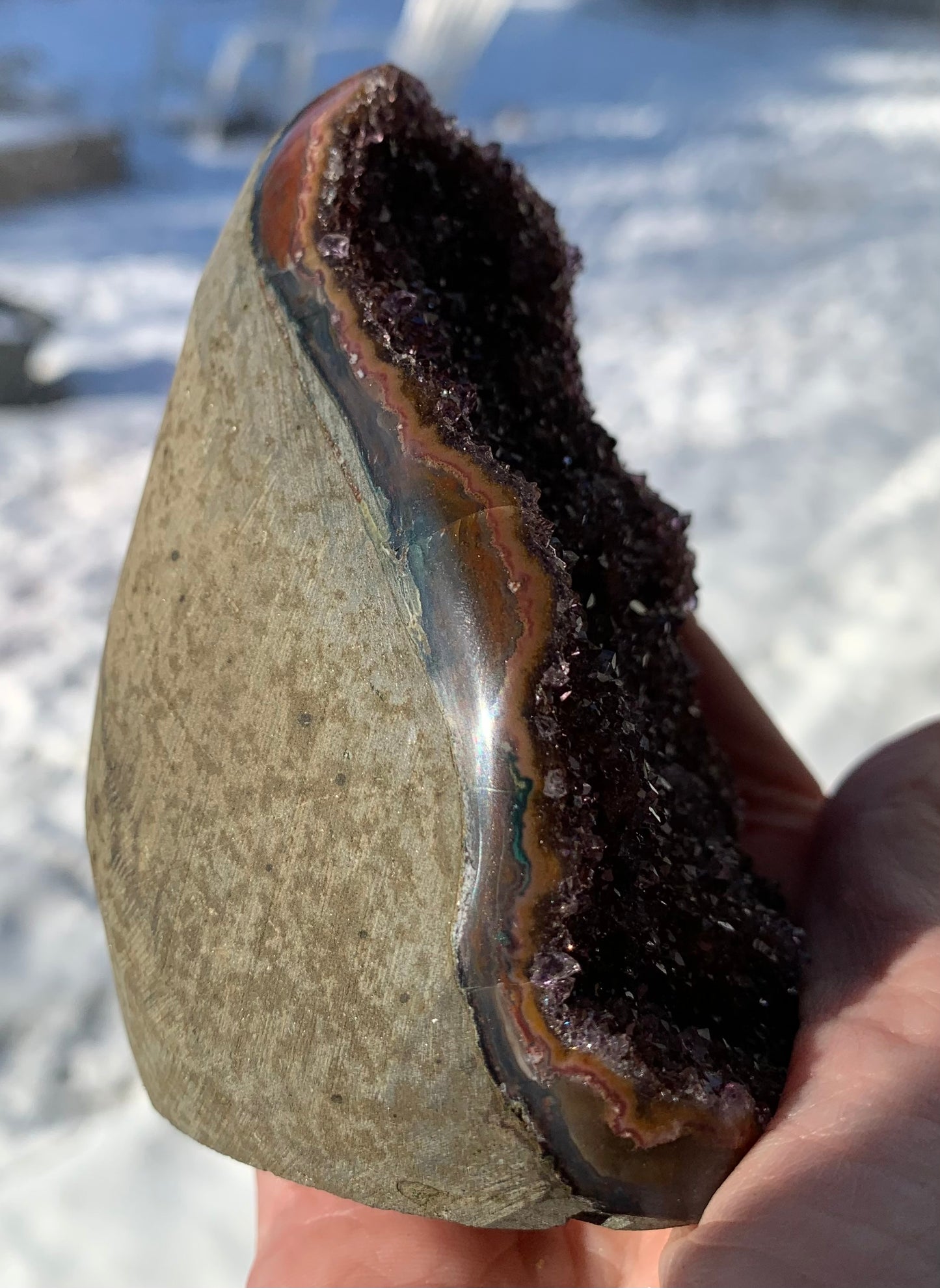 Rare self standing “rainbow” Amethyst