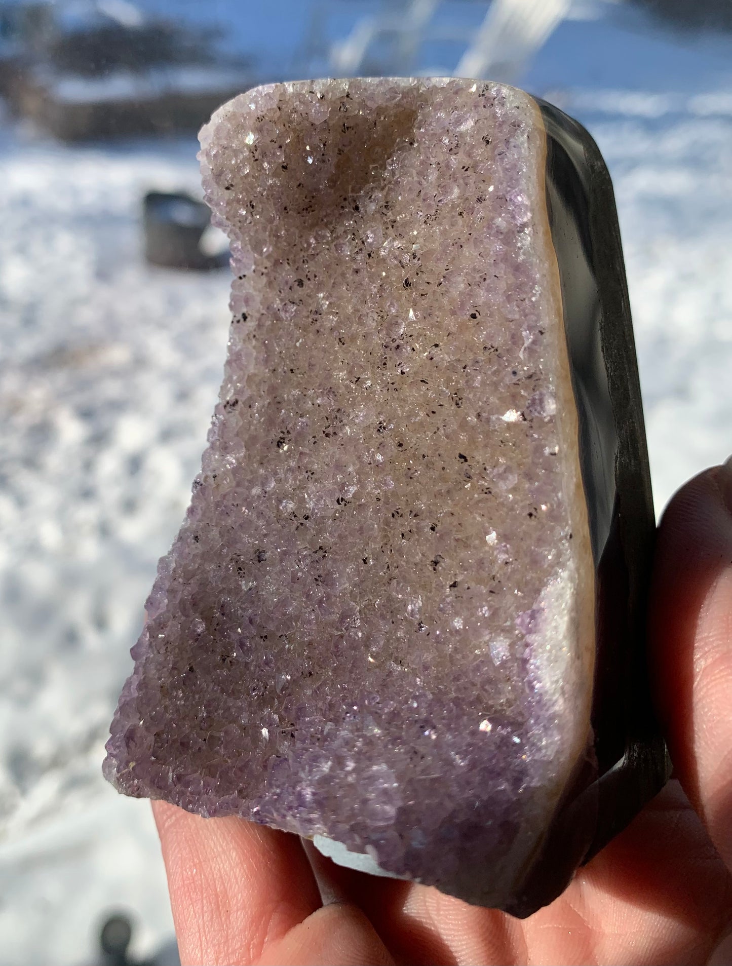 Self Standing Amethyst with Banded Agate