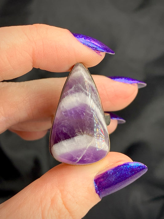 Chevron Amethyst Ring Sz 8.5