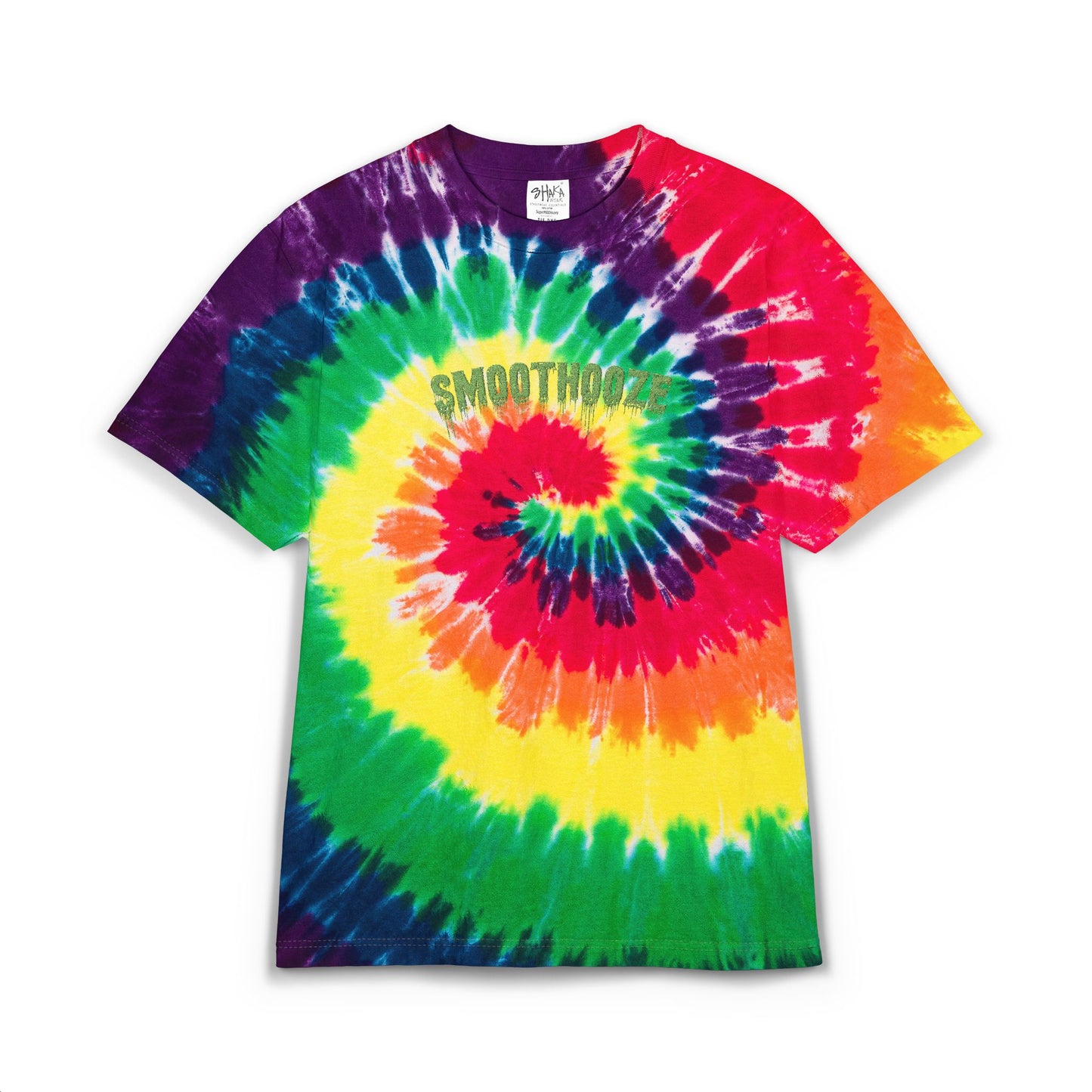 Tie-Dye Spiral T-Shirt — Embroidered "Good Vibes" Oversized Tee