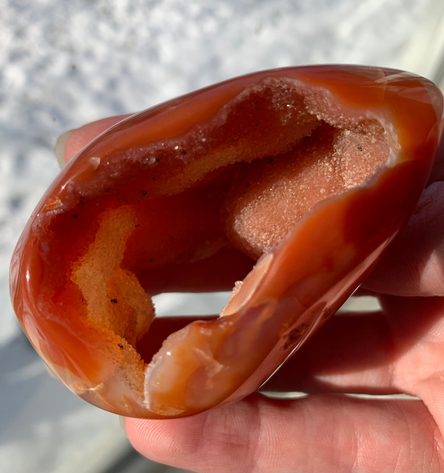 Carnelian Agate druzy geode