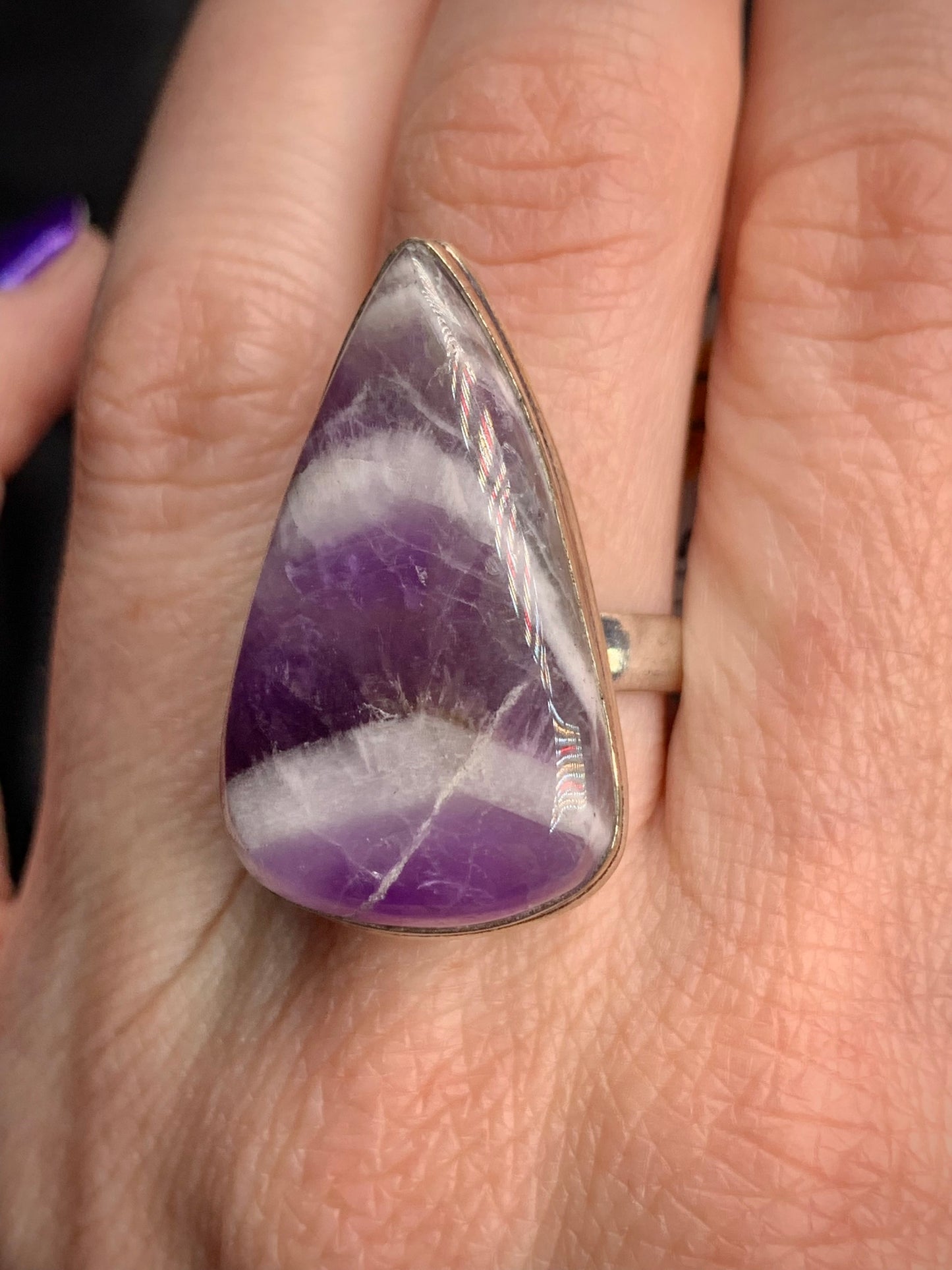 Chevron Amethyst Ring Sz 8.5