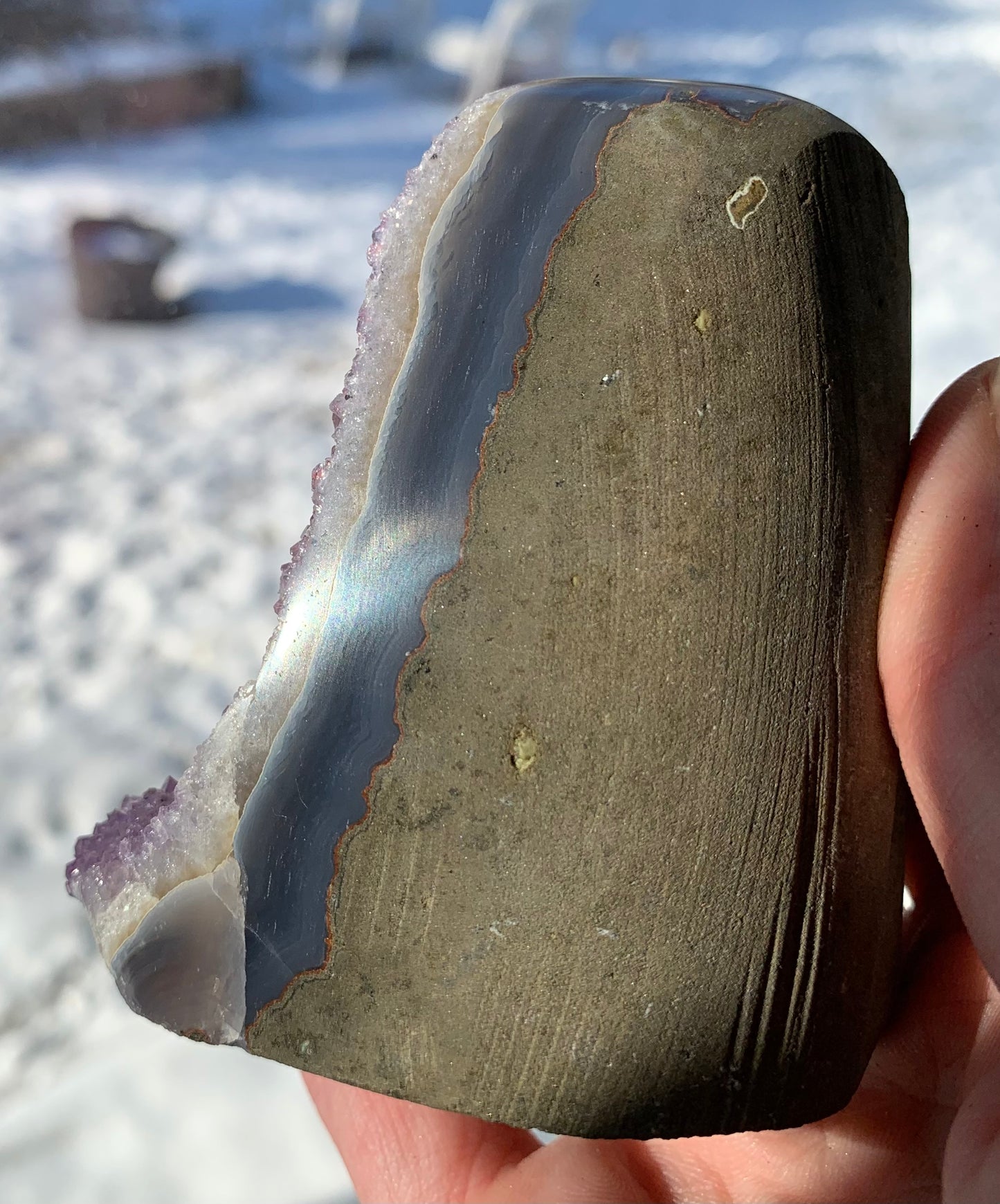 Self Standing Amethyst with Banded Agate